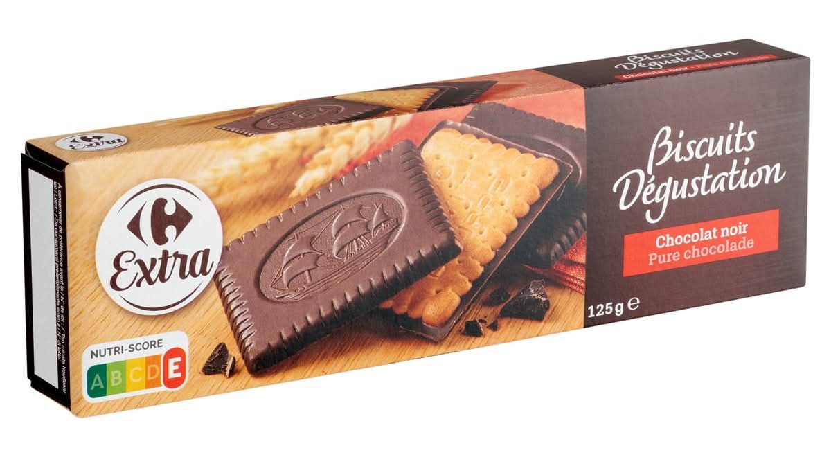 Carrefour Extra Biscuits Dégustation Chocolat Noir 125 g