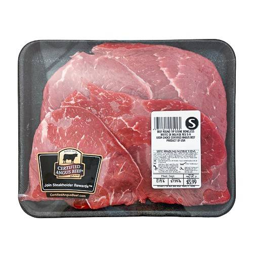 USDA Choice Certified Angus Beef Round Boneless Tip Steak, Family Pack