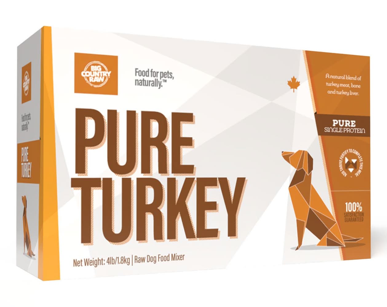 Big Country Raw Pure Turkey Carton Dog Food, 4 lb