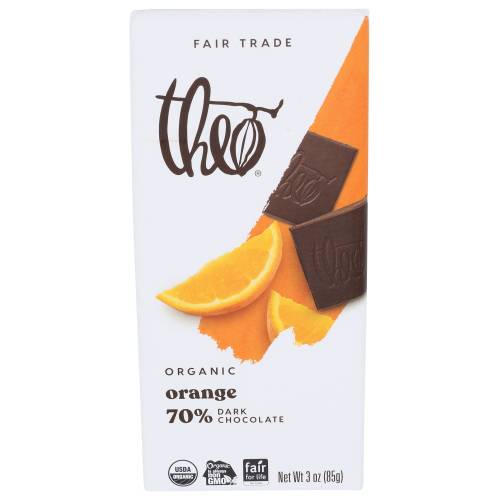 Theo Chocolate Organic Fair Trade 70% Dark Chocolate Orange Bar