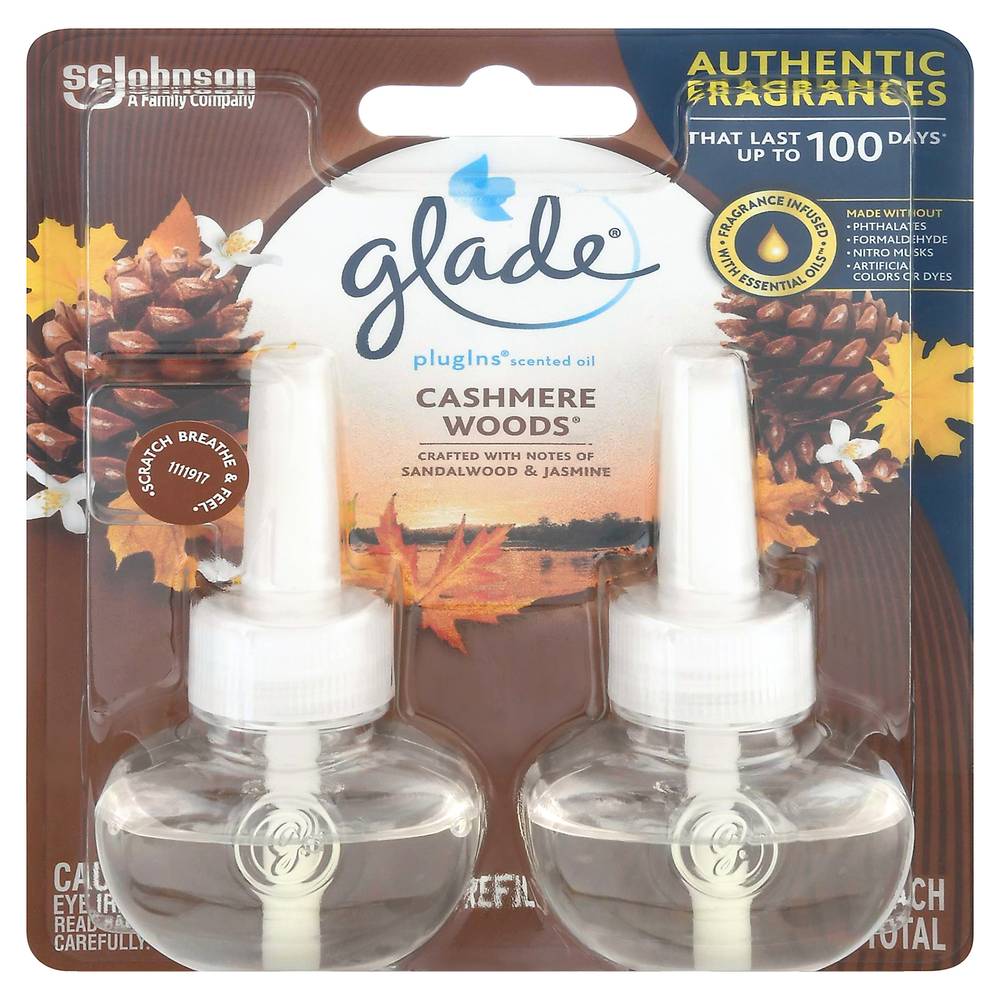 Glade Plugins Oil Refill, Cashmere Woods (39.6 ml, 2 ct)