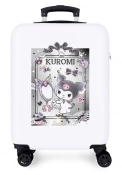 Maleta de Cabina Trolley Rígida 55x38x20 cm, 4 ruedas, Kuromi Mirror, Capacidad de 35 L, Blanco