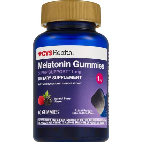 CVS Health Melatonin 1 MG Gummies, Natural Berry, 60 CT
