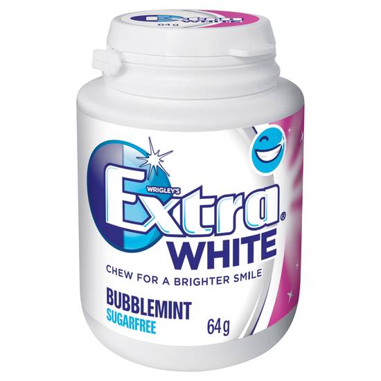 Extra White Bubble Mint Chewing Gum Bottle 64g