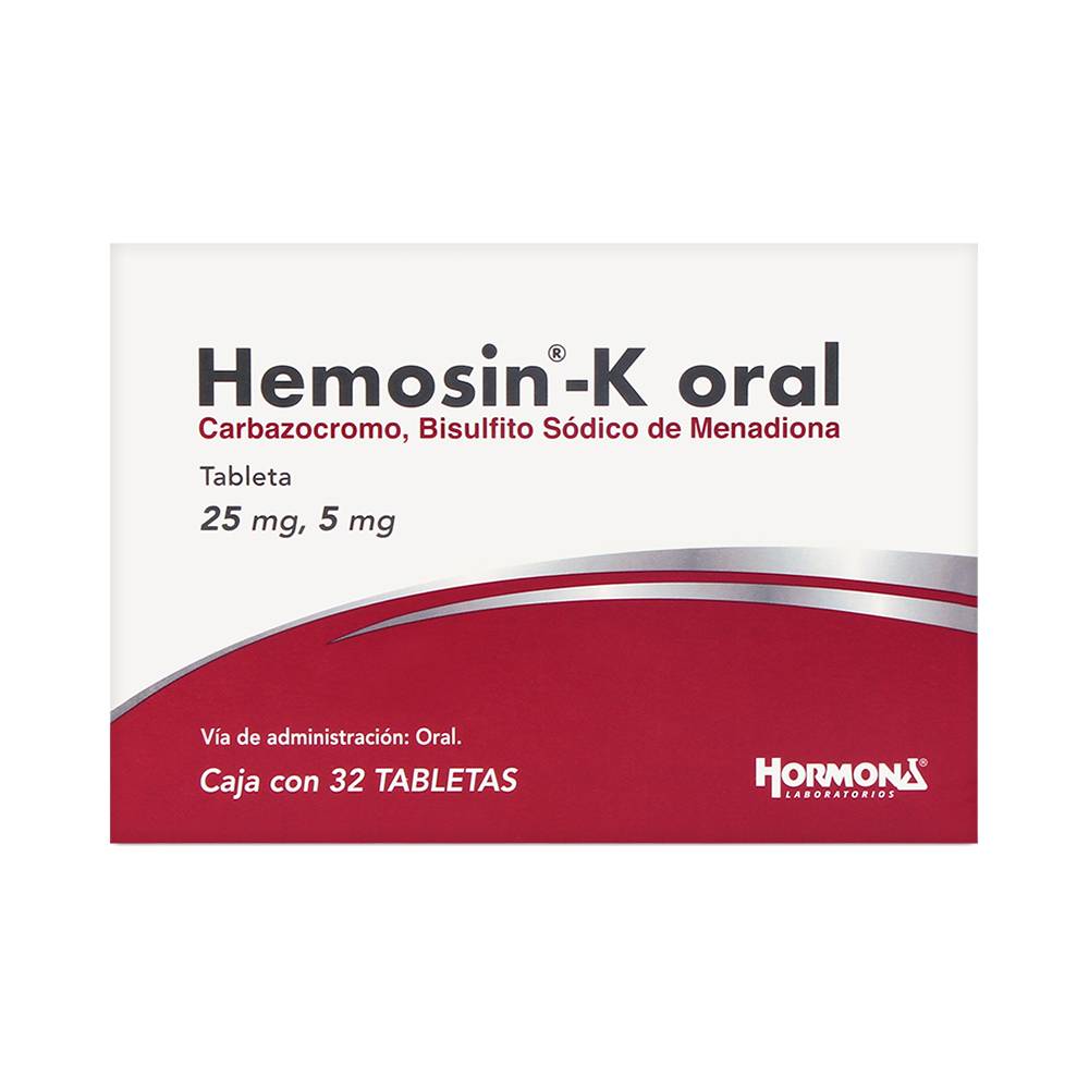 Laboratorios Hormona · Hemosin-k tabletas 25 mg/ 5 mg (32 un)