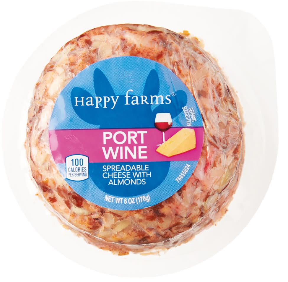 Happy Farms Spreadable Cheese With Almonds, Port Wine (6 oz)