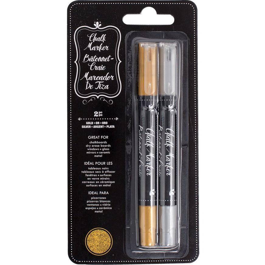 Erasable Gold Silver Chalk Markers 2ct