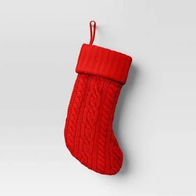 20" Cable Knit Christmas Stocking Red - Wondershop™