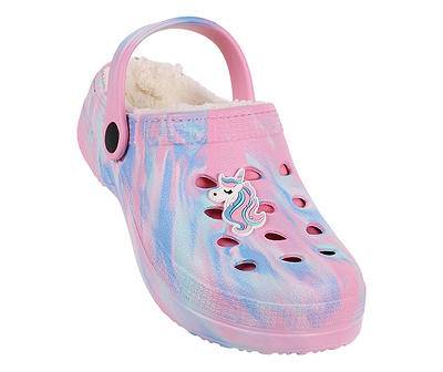 Capelli Kids Tie-Dye Unicorn Faux Fur-Lined Clog, Small, Pink-Blue