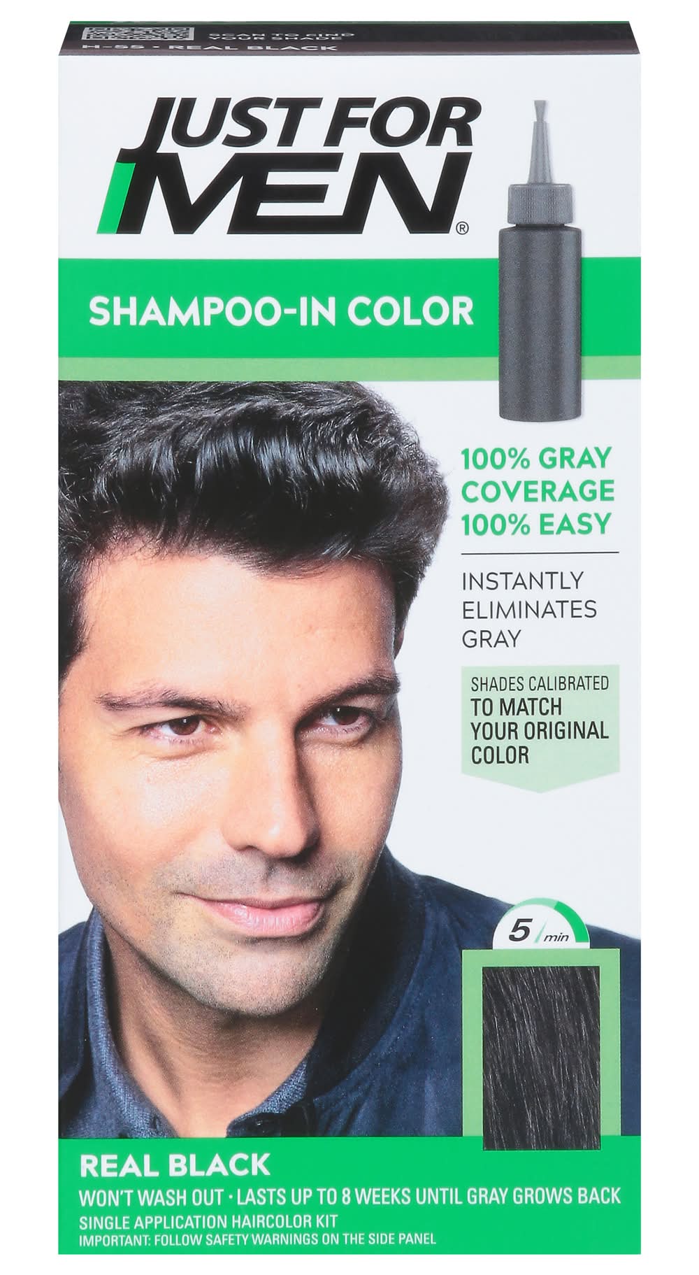 Just For Men Shampoo-In Color, Real Black H-55