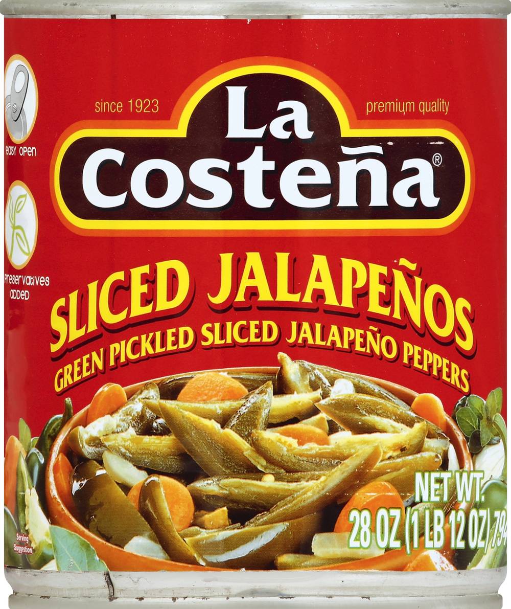 La Costeña Sliced Jalapenos Green Pickled Sliced Jalapeno Peppers (1.75 lbs)