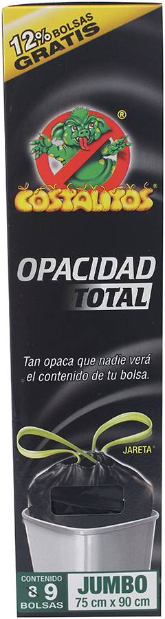 Costalitos · Bolsas para basura opacidad total con jareta, Jumbo (9 un)