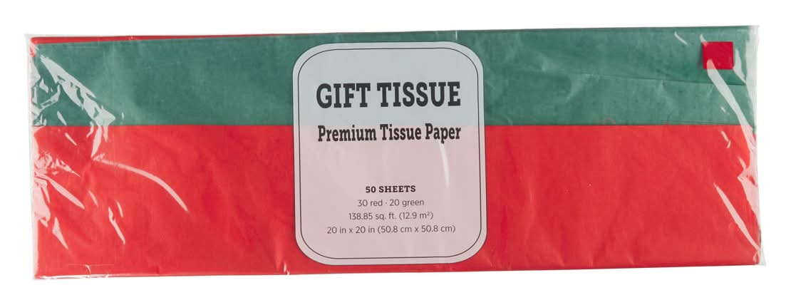 Premium Christmas Gift Tissue Paper, 20x20 in, Red-Green (50 ct)