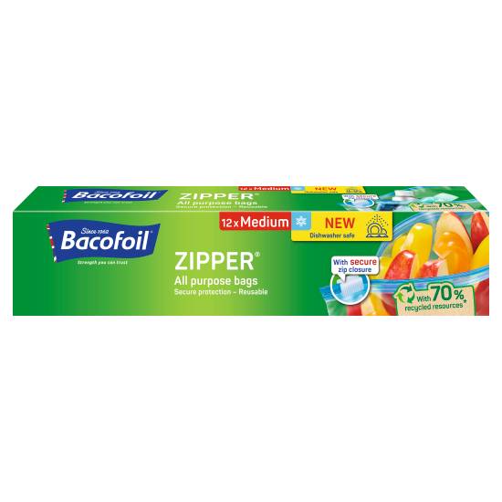 Bacofoil Zipper All Purpose Bags Medium (12 ct)