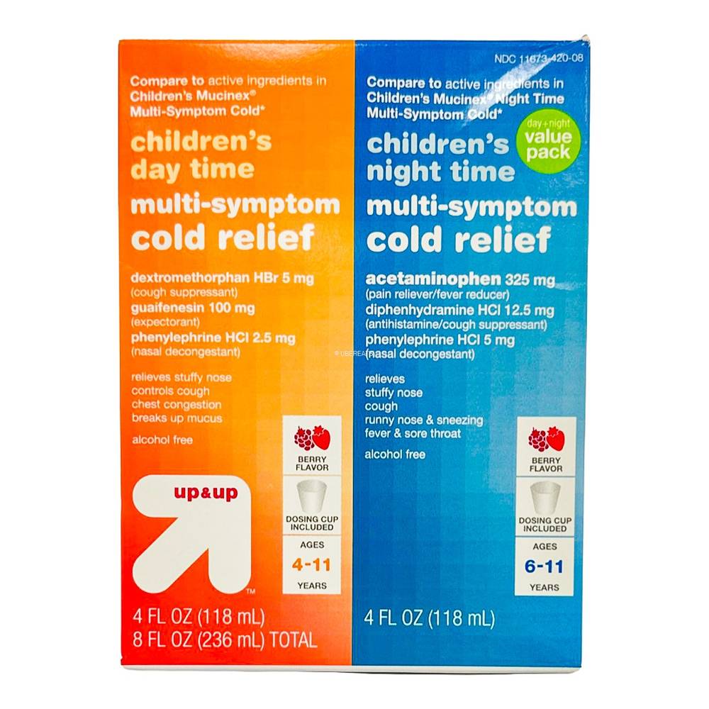 up&up Children's Day & Night Cold Relief Liquid, Berry (4 fl oz, 2 ct)