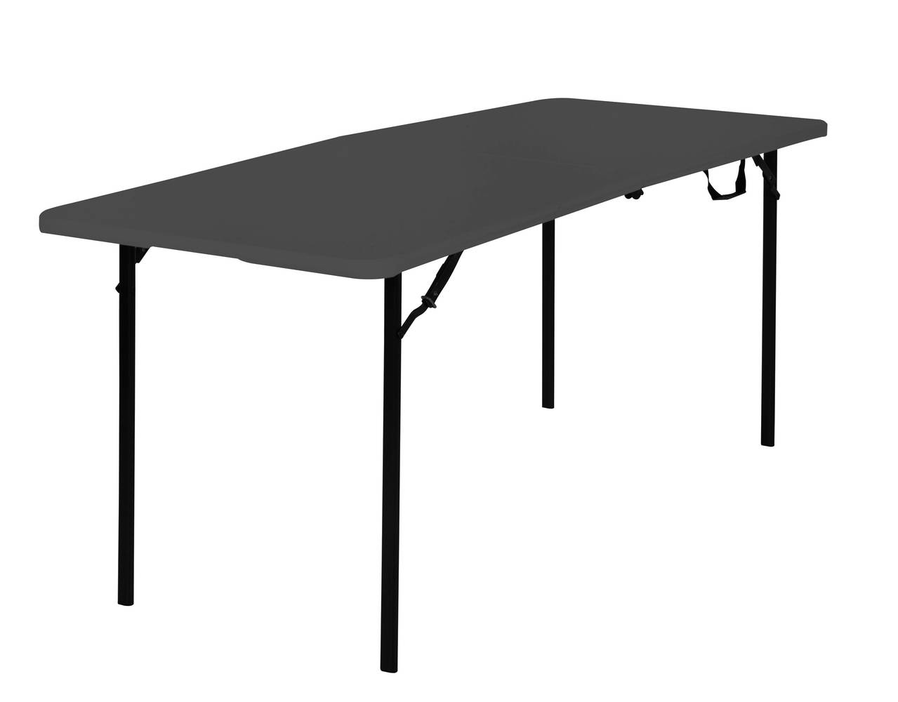 Cosco 2.5-ft x 6-ft Fold-in-half Indoor or Outdoor Rectangle Resin Black Folding Banquet Table (8-Person) | 14686BLK2L