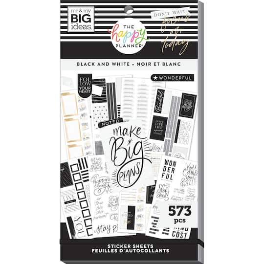 The Happy Planner Black & White Value Pack Stickers