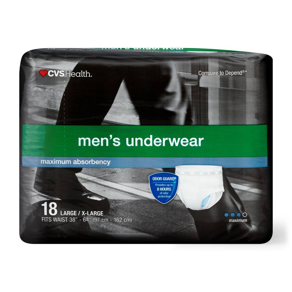 Cvs Health Men'S Underwear Maximum Absorbency, L/Xl, 18 Ct