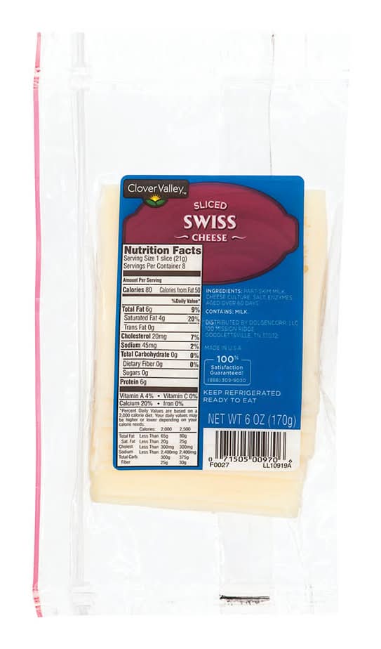 Clover Valley Sliced Swiss Cheese (6 oz)