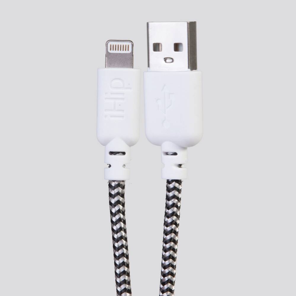 iHip Cute Lightening Cable, Black/White, 6 ft