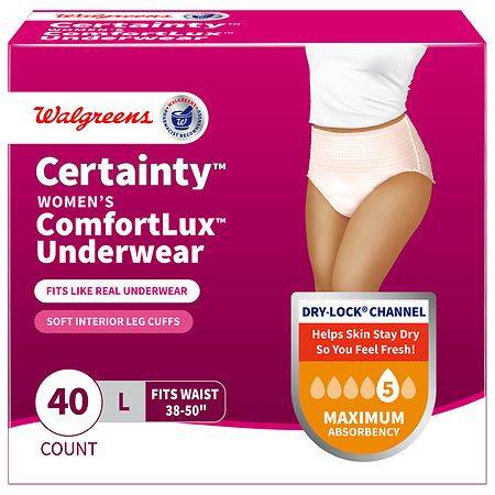 Walgreens Certainty Certainty Women's Comfortlux Maximum Absorbency Large Underwear