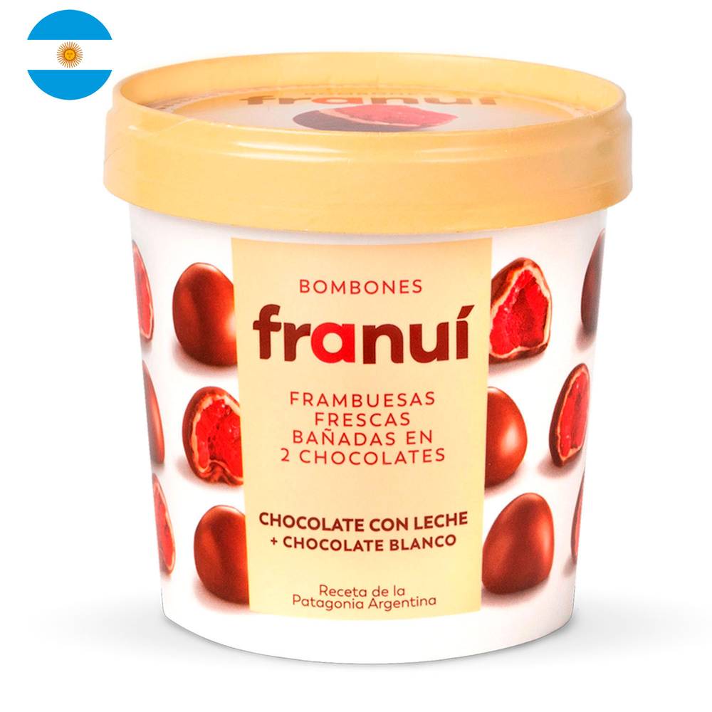 Franuí · Frambuesa bañada en chocolate con leche (150 g)