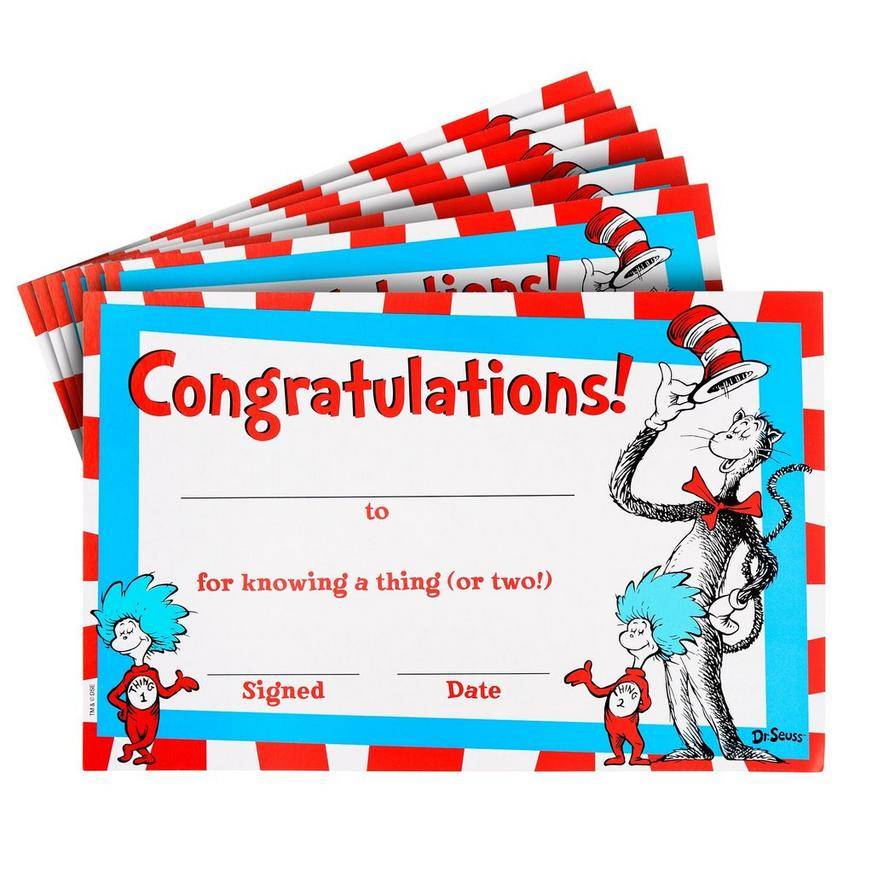 Cat in the Hat Certificates 36ct - Dr. Seuss