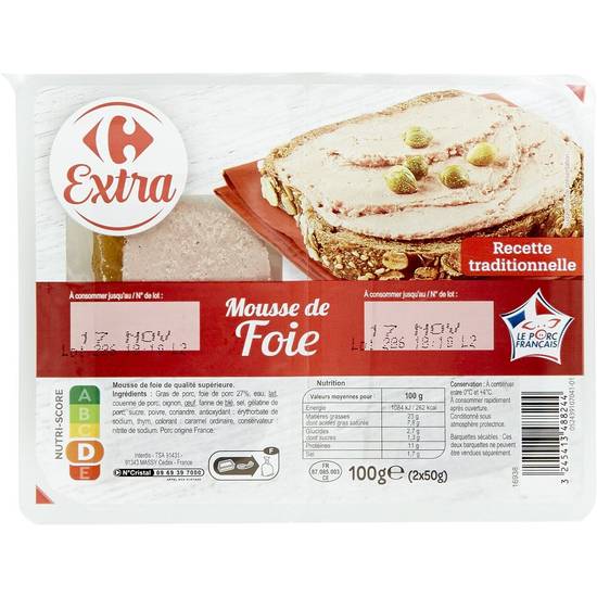 Carrefour Extra - Mousse de foie (2 pièces)
