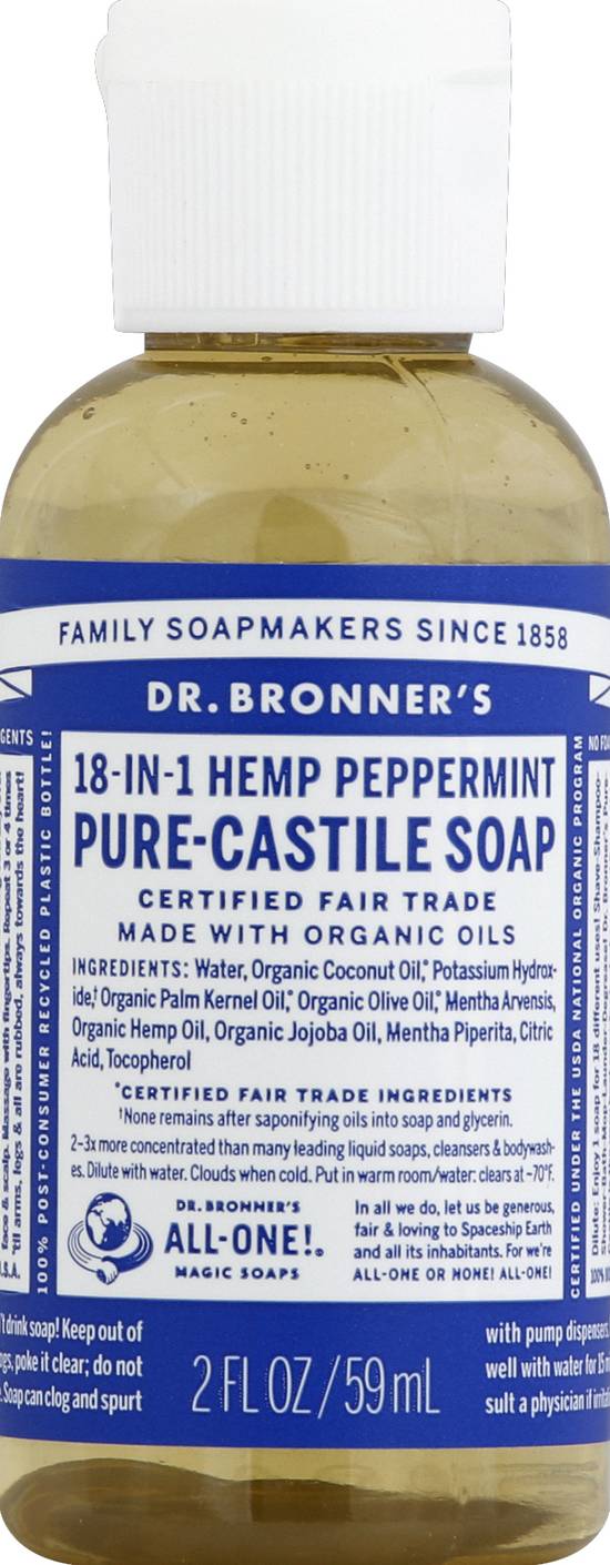 Dr. Bronner's 18-in-1 Hemp Peppermint Pure-Castile Soap (2 fl oz)