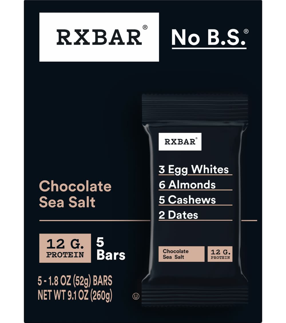RXBAR No B.s. Protein Bars, Chocolate Sea Salt (5 x 1.8 oz)