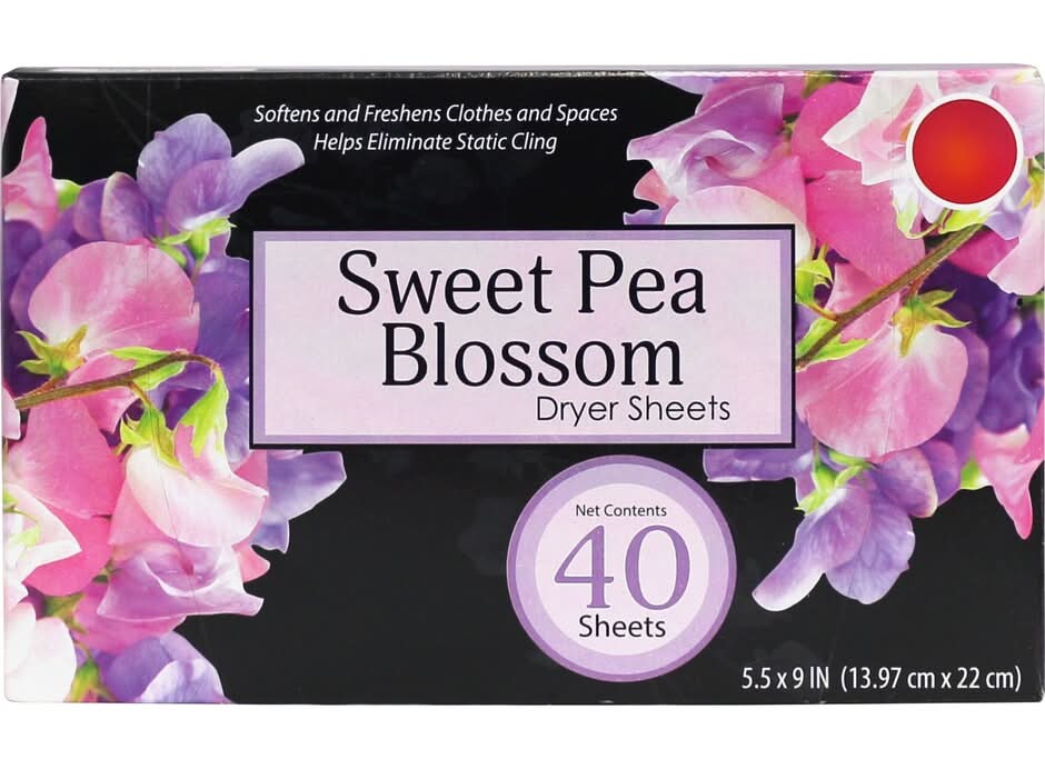 Dryersoft Dryer Sheets, 5.5x9 in, Sweet Pea Blossom (40 ct)