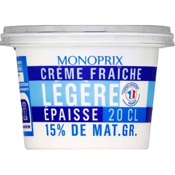 Monoprix Crème Fraîche Légère Épaisse 15% Mg Le Pot De 20Cl