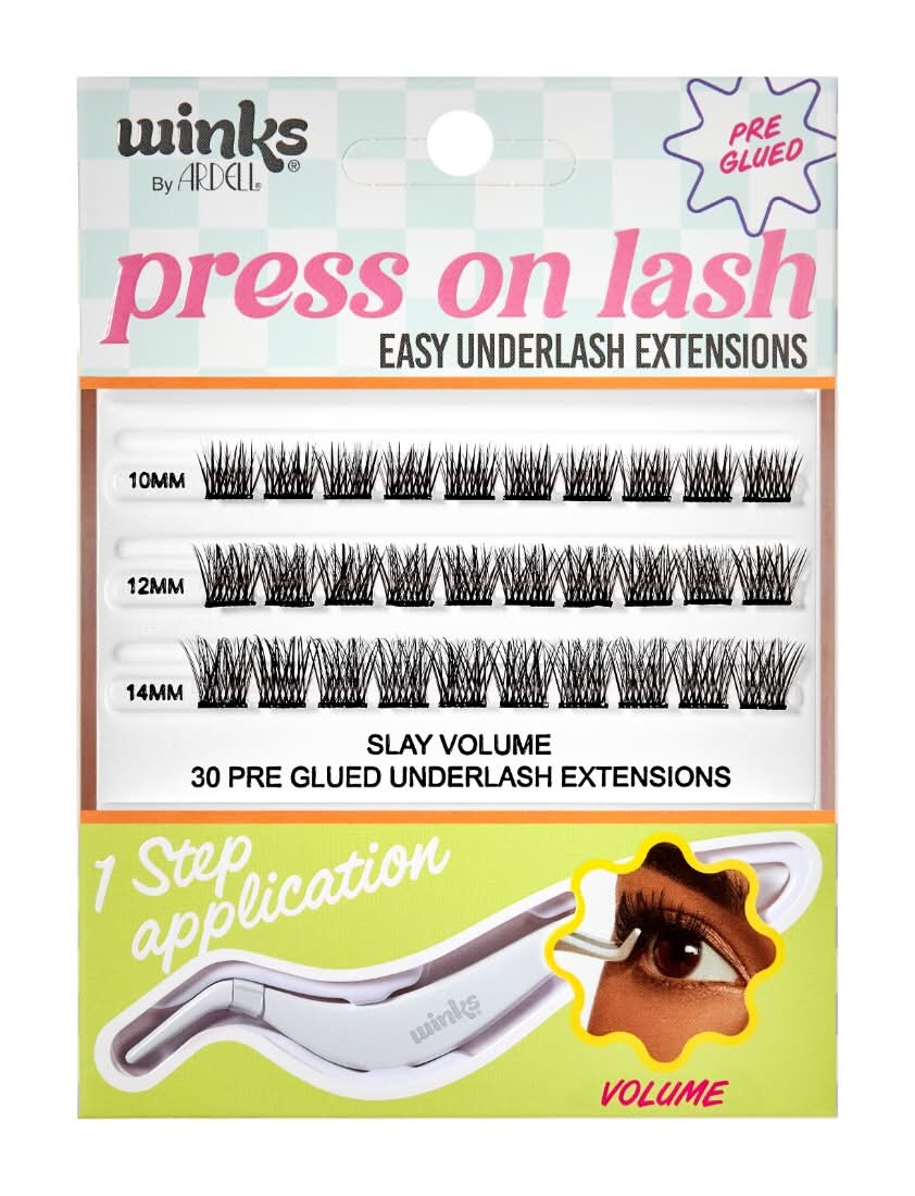 Winks Press on Lash Pre Glued Underlash Extensions, Black (30 ct)