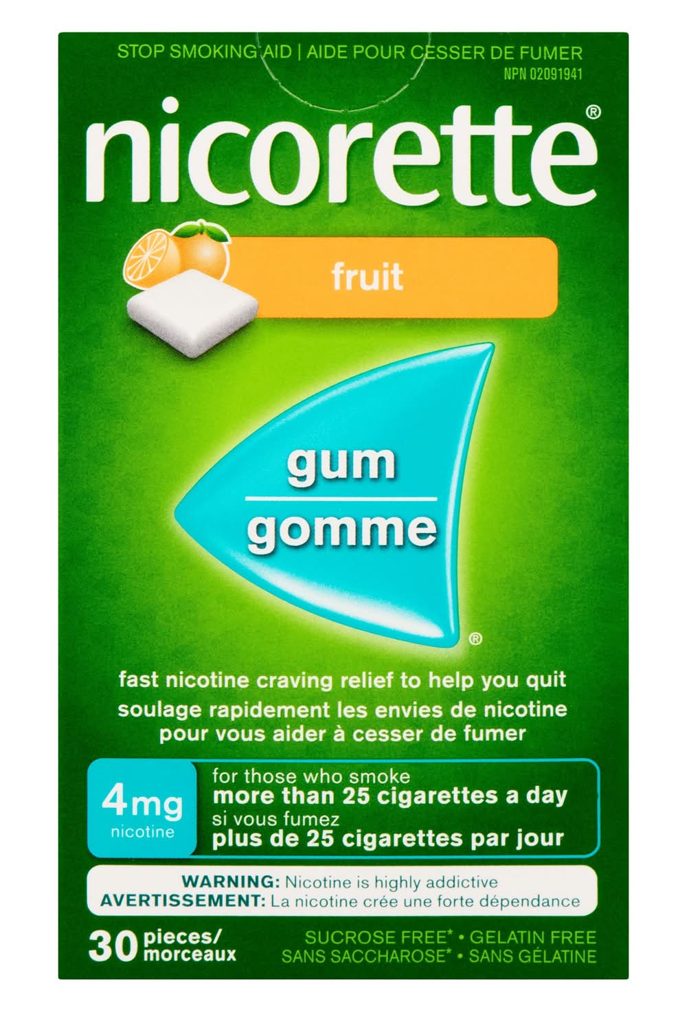 Nicorette Nicotine Polacrilex Gum 4 mg Fresh Fruit