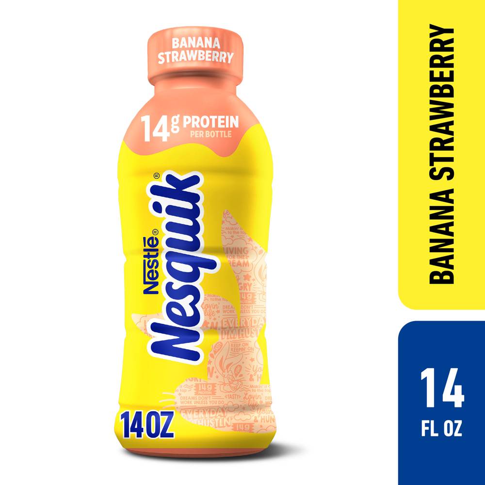 Nesquik Lowfat Milk Bottle, Banana-Strawberry (14 fl oz)