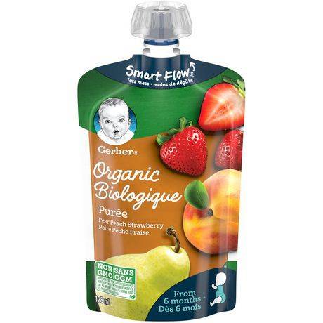 Gerber Organic Purée Pear Peach Strawberry (128 ml)