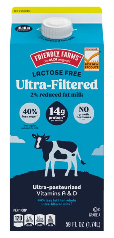 Friendly Farms 2% Reduced Fat Lactose Free Ultra Filtered Milk (59 fl oz)