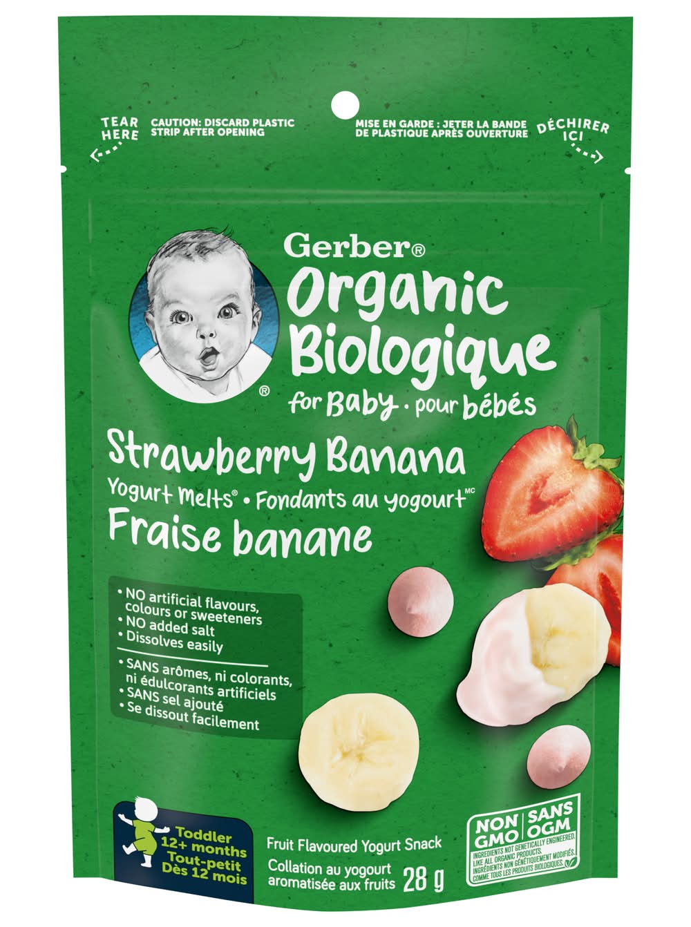 Gerber Organic Yogurt Melts Strawberry Banana Snacks (28 g)
