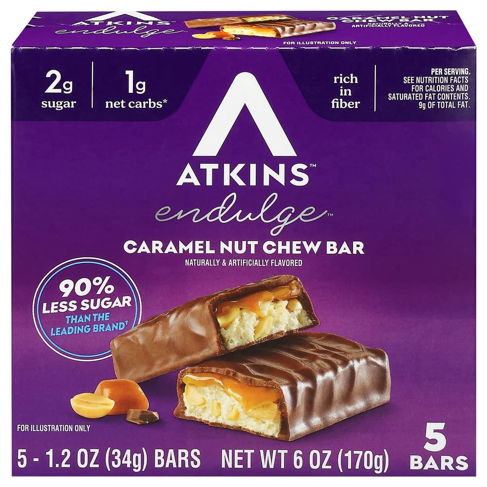 Atkins Endulge Chew Bar, Caramel Nut (5 x 1.2 oz)