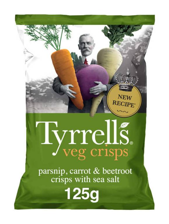 Tyrrell's chips de légumes mélangés croustillants avec une pincées de sel de mer 125g