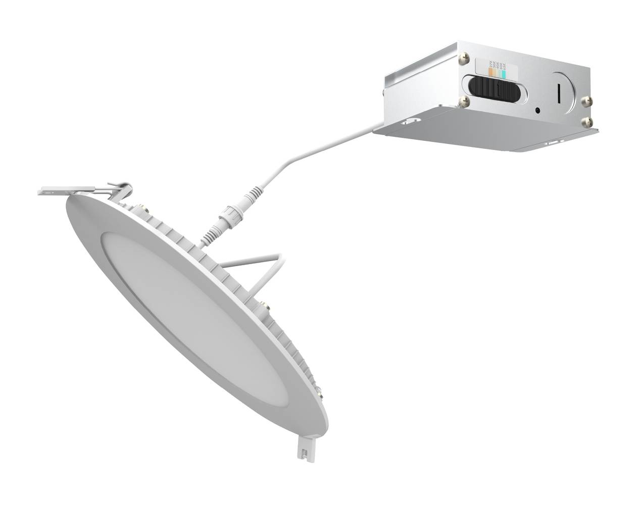 Utilitech High Output Color Choice White 5-in or 6-in 1200 -Lumens Switchable white Round Dimmable LED Canless Damp rated Recessed Downlight | LLEDR6XT/HO/5CCT