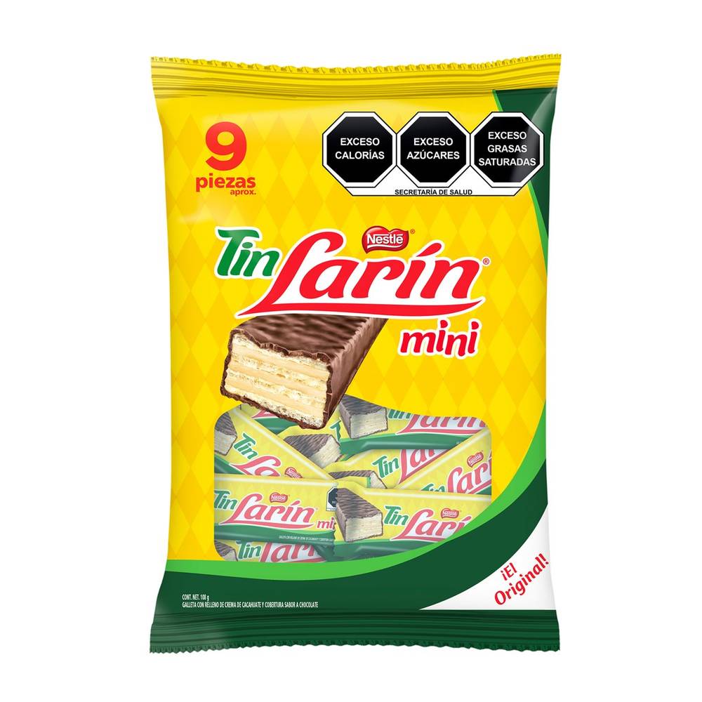 Nestlé · Tin larín mini galletas con relleno, chocolate-maní (9 x 13 g)