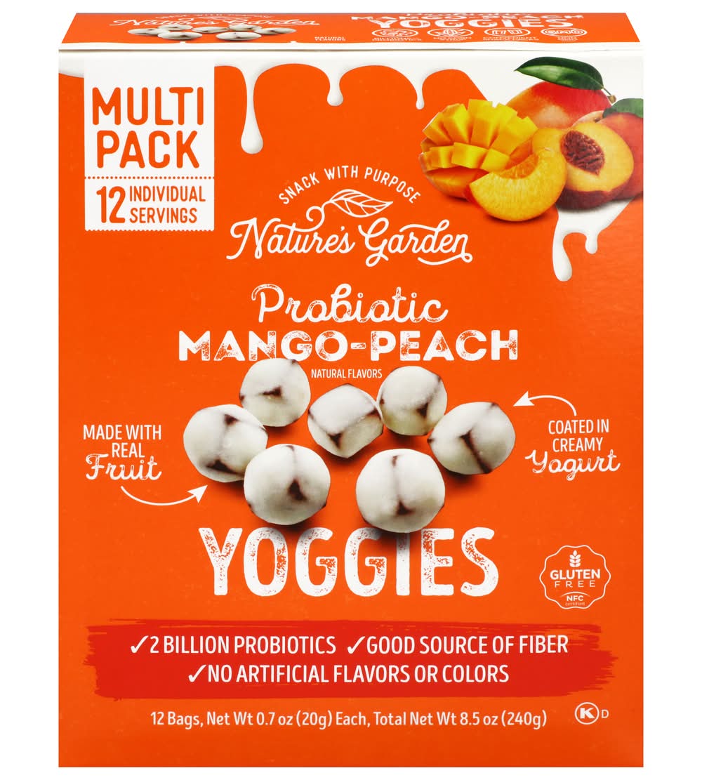 Nature's Garden Probiotic Yoggies Multi pack, Mango-Peach (12 x 0.7 oz)