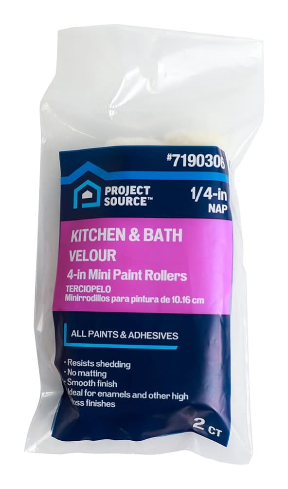 Project Source 2 -Pack 4-in x 1/4-in Nap Bath and Kitchen Smooth Mini Woven Paint Roller Cover