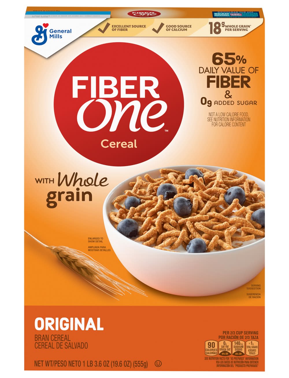 Fiber One Original Whole Grain Cereal, Bran (19.6 oz)
