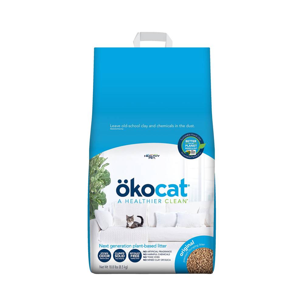 Okocat® Original Clumping Wood Cat Litter - Low Dust, Natural (Size: 18.8 Lb)