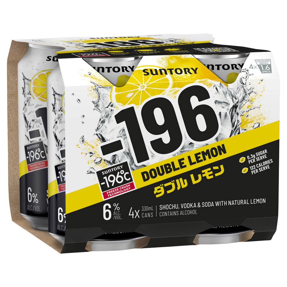 -196 Double Lemon & Vodka Can 330ml X 4 pack