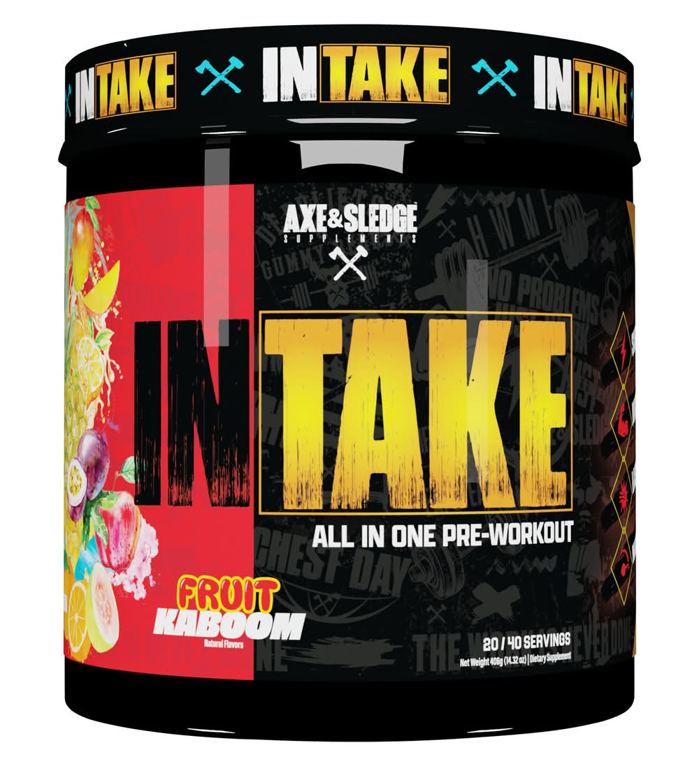 Axe & Sledge Supplements Intake All in One Pre Workout For Energy, Fruit Kaboom (14.32 oz)