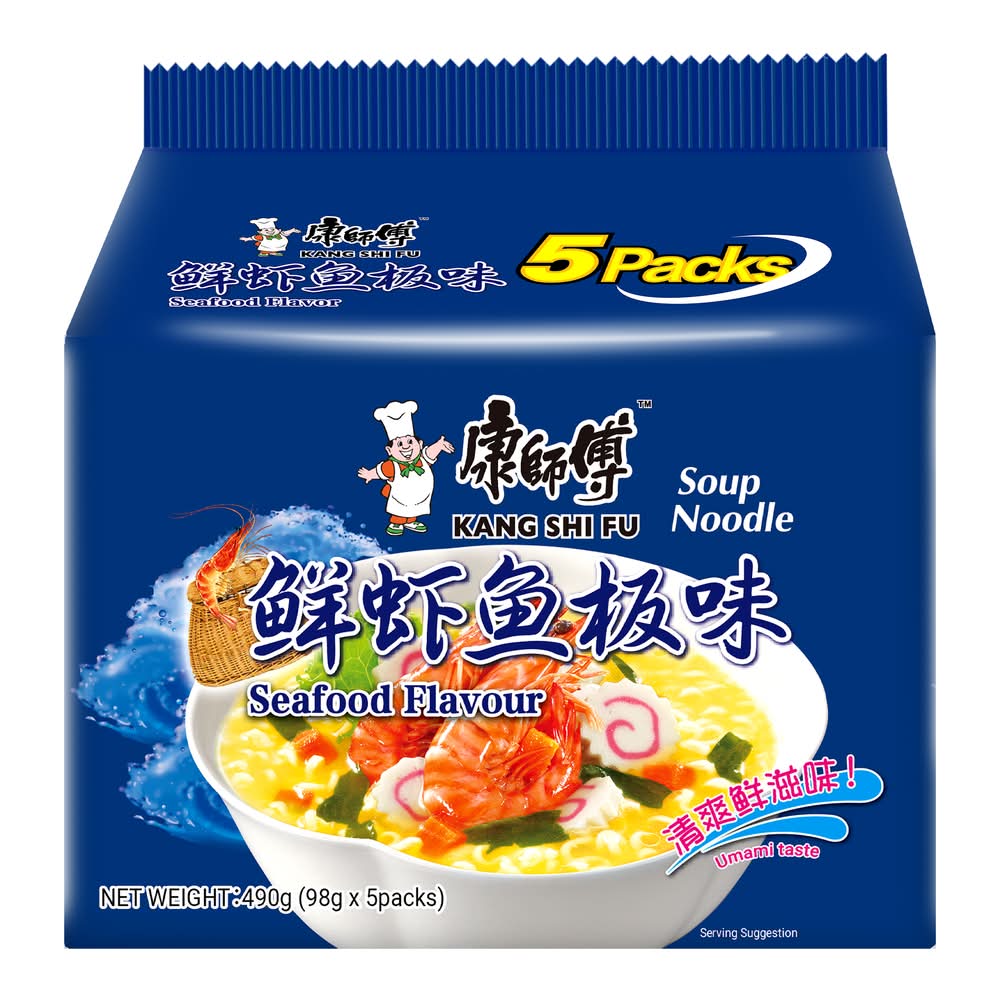 Kang Shi Fu Noodle Soup, Seafood (5 x 98g)
