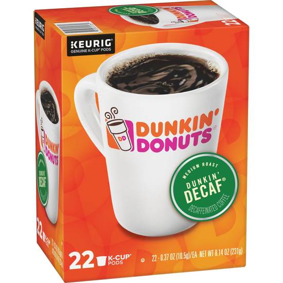 Dunkin' Donuts Decaf K Cup Coffee Pods Medium Roast (8.14 oz)